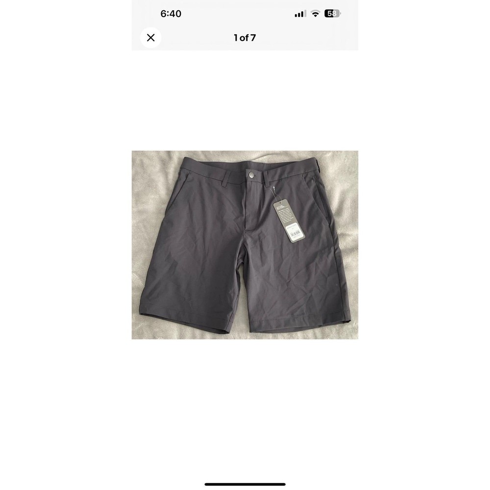 CRZ YOGA Men's Workout Comfort Shorts Size 34 Stretch Ink Gray 9” Inseam -Golf